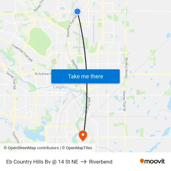 Eb Country Hills Bv @ 14 St NE to Riverbend map