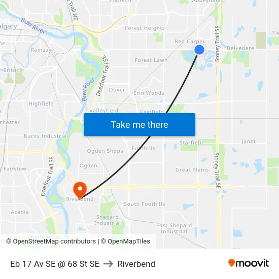 Eb 17 Av SE @ 68 St SE to Riverbend map