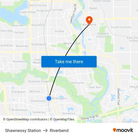Shawnessy Station to Riverbend map
