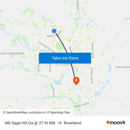 Wb Sage Hill Ga @ 37 St NW to Riverbend map