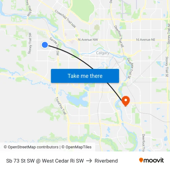 Sb 73 St SW @ West Cedar Ri SW to Riverbend map