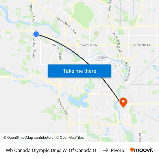 Wb Canada Olympic Dr @ W. Of Canada Olympic Rd SW to Riverbend map