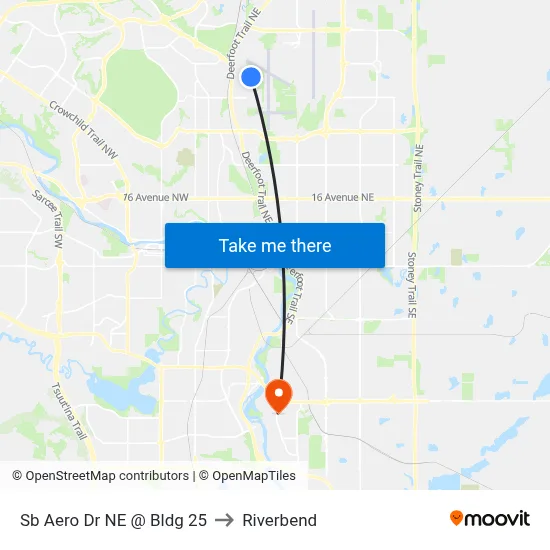 Sb Aero Dr NE @ Bldg 25 to Riverbend map