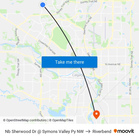 Nb Sherwood Dr @ Symons Valley Py NW to Riverbend map