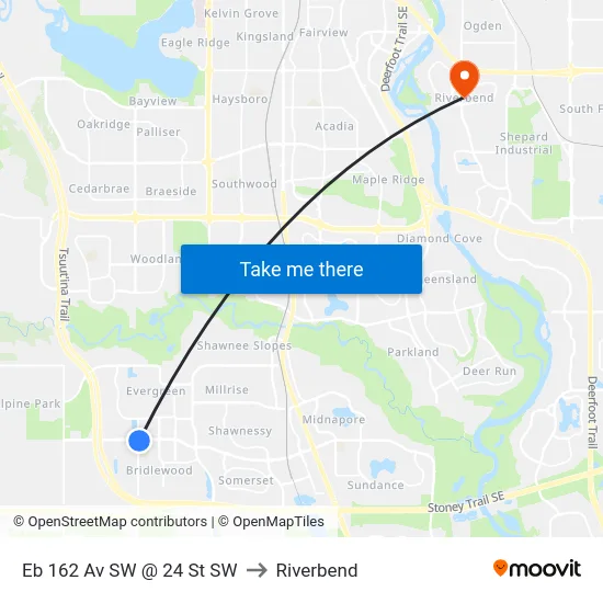 Eb 162 Av SW @ 24 St SW to Riverbend map