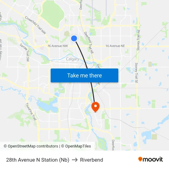 28th Avenue N Station (Nb) to Riverbend map