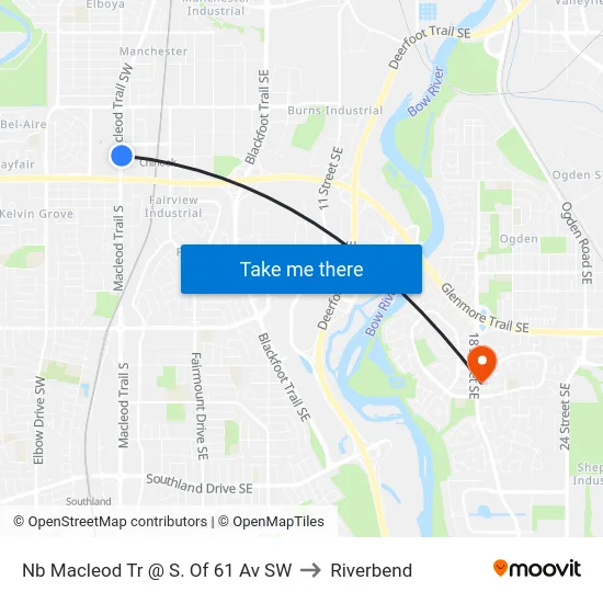 Nb Macleod Tr @ S. Of 61 Av SW to Riverbend map