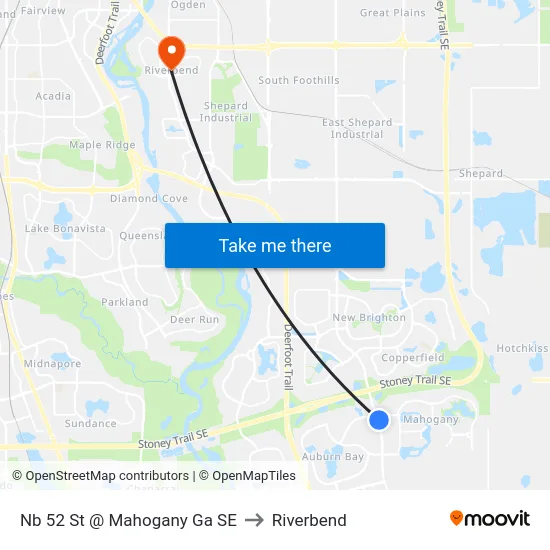 Nb 52 St @ Mahogany Ga SE to Riverbend map