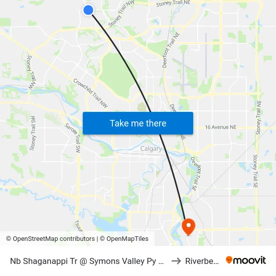 Nb Shaganappi Tr @ Symons Valley Py NW to Riverbend map