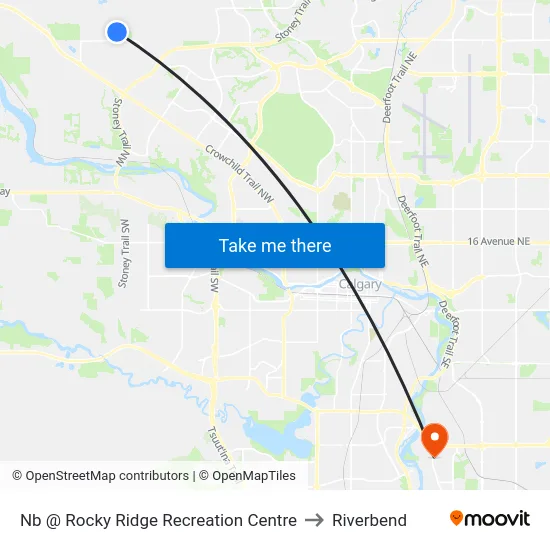 Nb @ Rocky Ridge Recreation Centre to Riverbend map