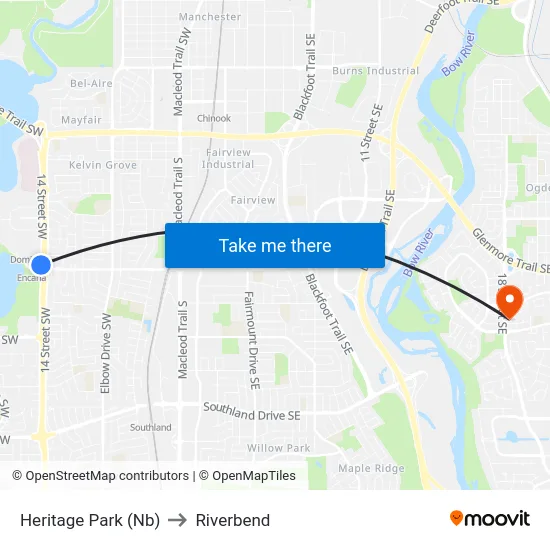 Heritage Park (Nb) to Riverbend map