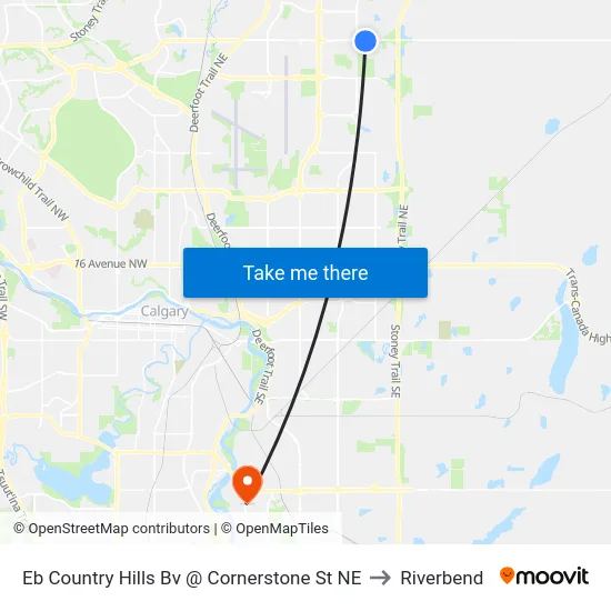 Eb Country Hills Bv @ Cornerstone St NE to Riverbend map