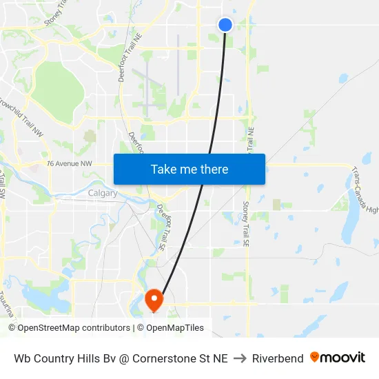 Wb Country Hills Bv @ Cornerstone St NE to Riverbend map