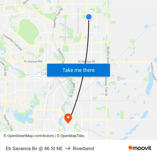 Eb Savanna Bv @ 46 St NE to Riverbend map