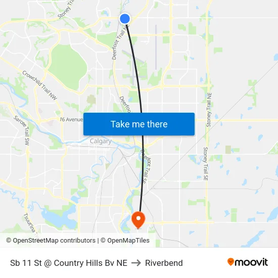 Sb 11 St @ Country Hills Bv NE to Riverbend map