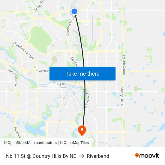 Nb 11 St @ Country Hills Bv NE to Riverbend map