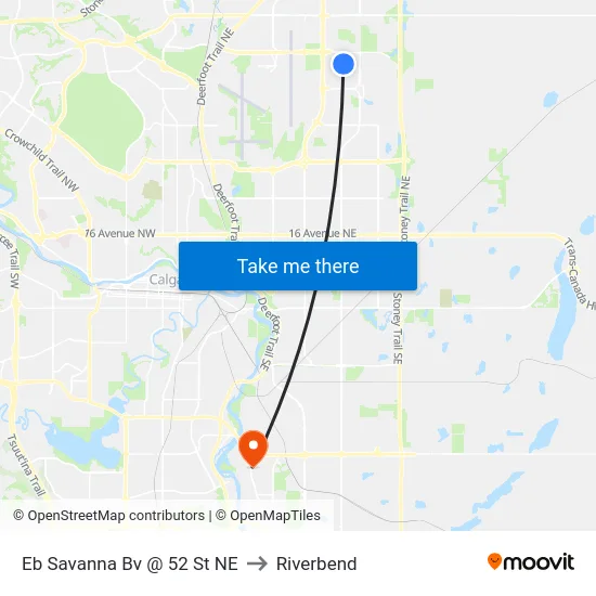 Eb Savanna Bv @ 52 St NE to Riverbend map