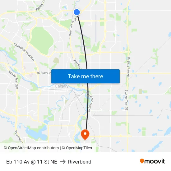 Eb 110 Av @ 11 St NE to Riverbend map