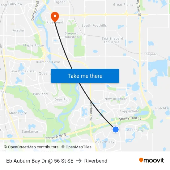 Eb Auburn Bay Dr @ 56 St SE to Riverbend map