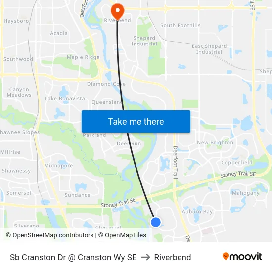 Sb Cranston Dr @ Cranston Wy SE to Riverbend map
