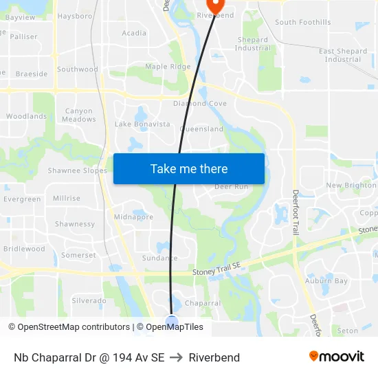 Nb Chaparral Dr @ 194 Av SE to Riverbend map