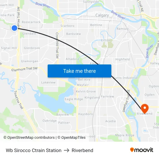 Wb Sirocco Ctrain Station to Riverbend map