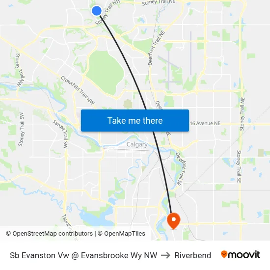 Sb Evanston Vw @ Evansbrooke Wy NW to Riverbend map