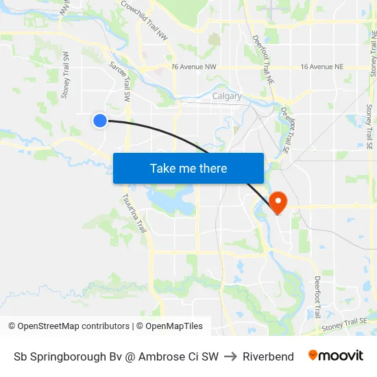 Sb Springborough Bv @ Ambrose Ci SW to Riverbend map