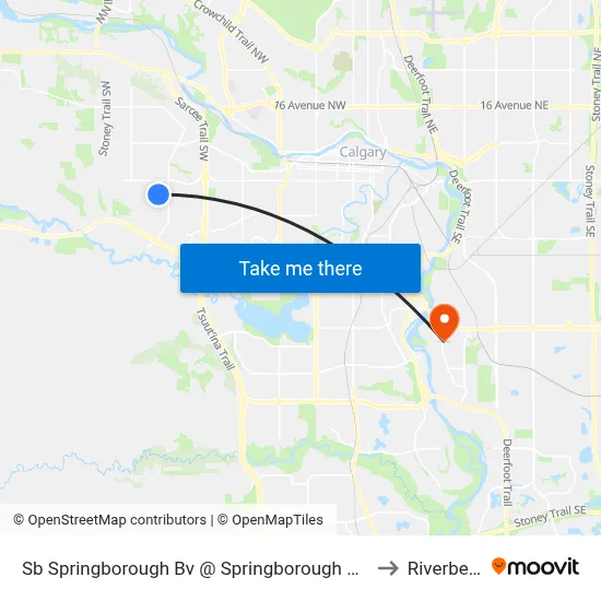 Sb Springborough Bv @ Springborough Gr SW to Riverbend map