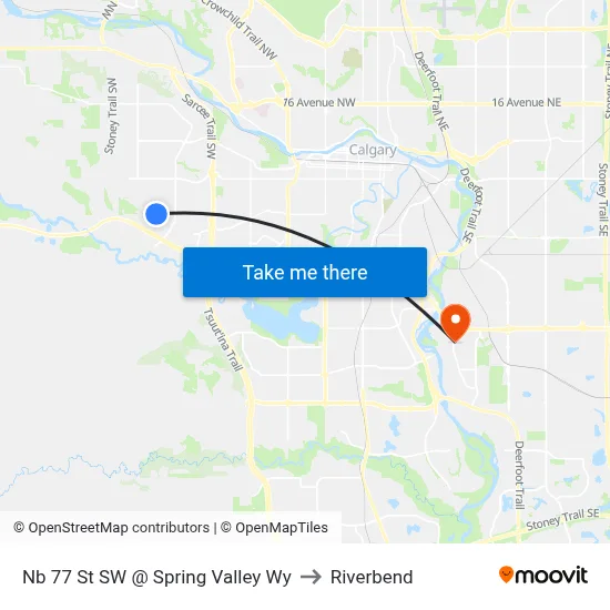 Nb 77 St SW @ Spring Valley Wy to Riverbend map