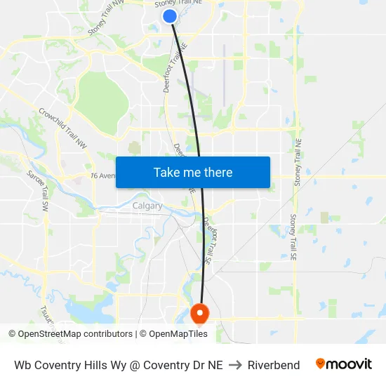 Wb Coventry Hills Wy @ Coventry Dr NE to Riverbend map