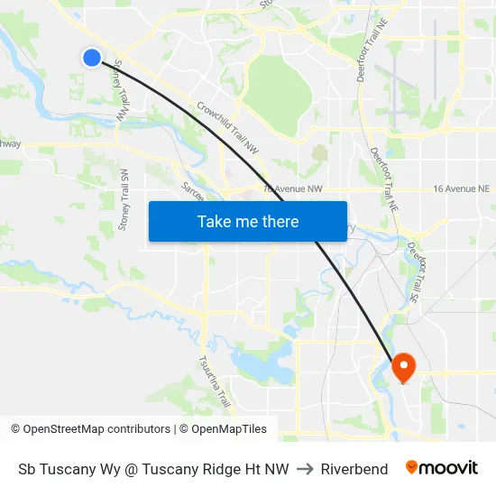 Sb Tuscany Wy @ Tuscany Ridge Ht NW to Riverbend map
