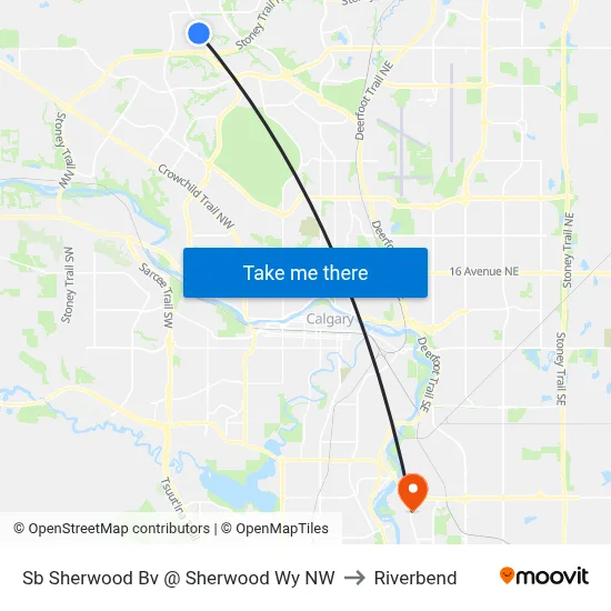 Sb Sherwood Bv @ Sherwood Wy NW to Riverbend map
