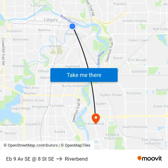 Eb 9 Av SE @ 8 St SE to Riverbend map