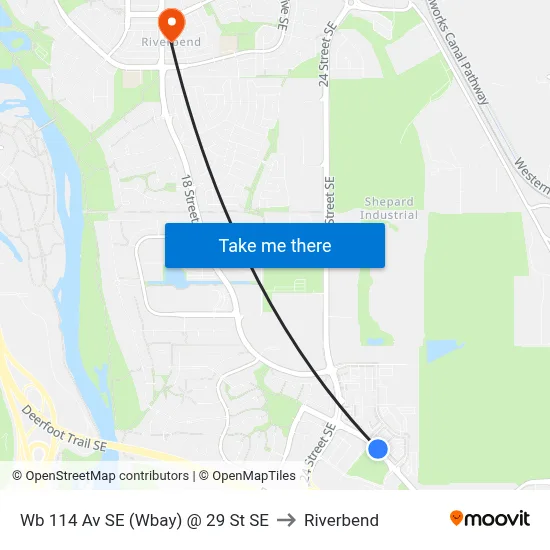 Wb 114 Av SE (Wbay) @ 29 St SE to Riverbend map