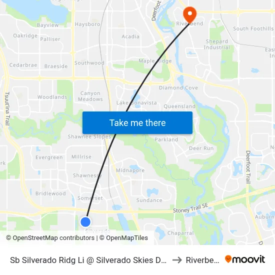 Sb Silverado Ridg Li @ Silverado Skies Dr SW to Riverbend map