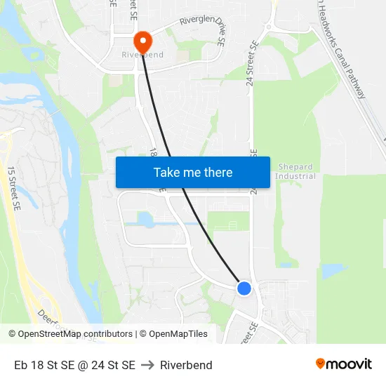 Eb 18 St SE @ 24 St SE to Riverbend map