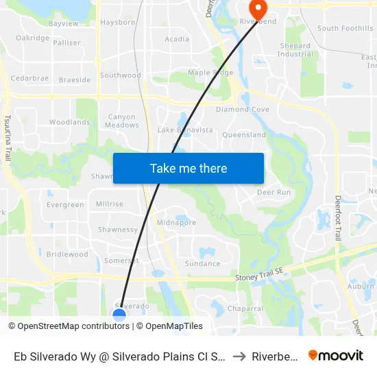 Eb Silverado Wy @ Silverado Plains Cl SW to Riverbend map
