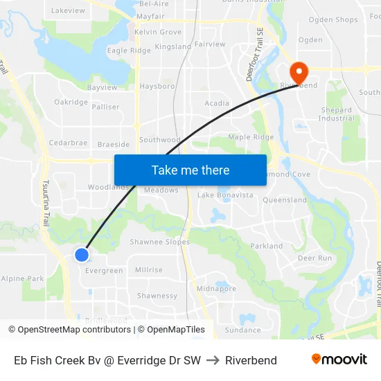 Eb  Fish Creek  Bv @ Everridge Dr SW to Riverbend map