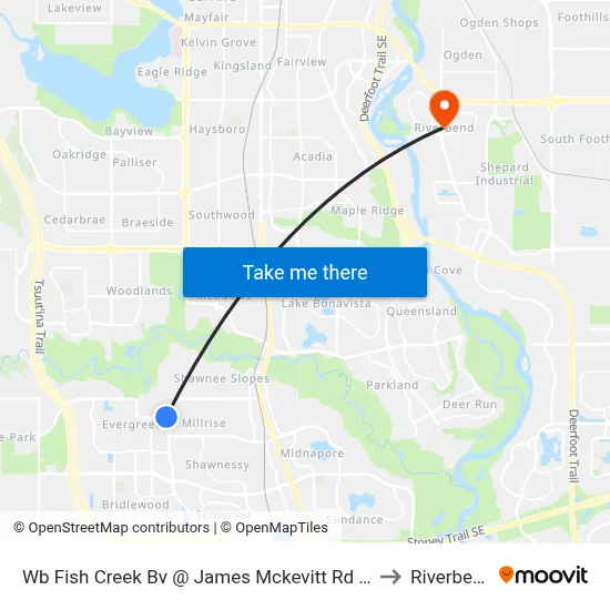 Wb Fish Creek Bv @ James Mckevitt  Rd SW to Riverbend map