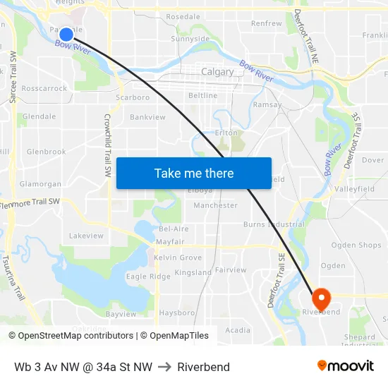 Wb 3 Av NW @ 34a St NW to Riverbend map