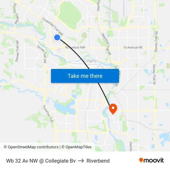 Wb 32 Av NW @ Collegiate Bv to Riverbend map