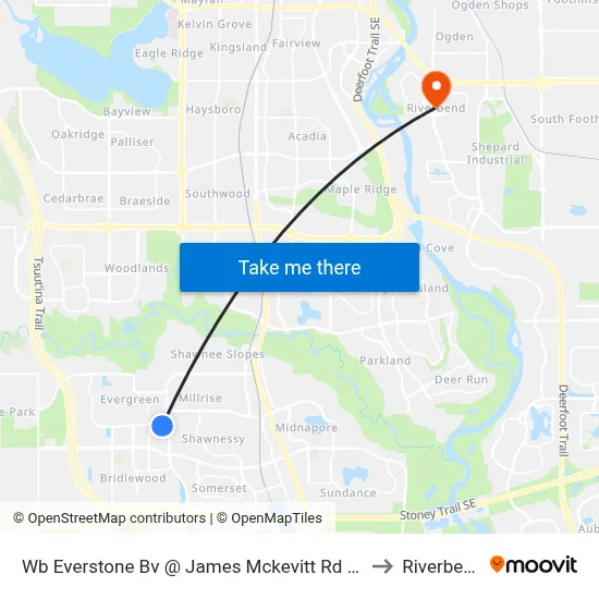 Wb Everstone Bv @ James Mckevitt Rd SW to Riverbend map