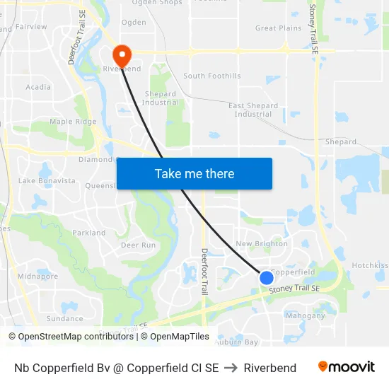 Nb Copperfield Bv @ Copperfield Cl SE to Riverbend map