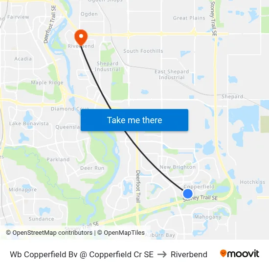 Wb Copperfield Bv @ Copperfield Cr SE to Riverbend map