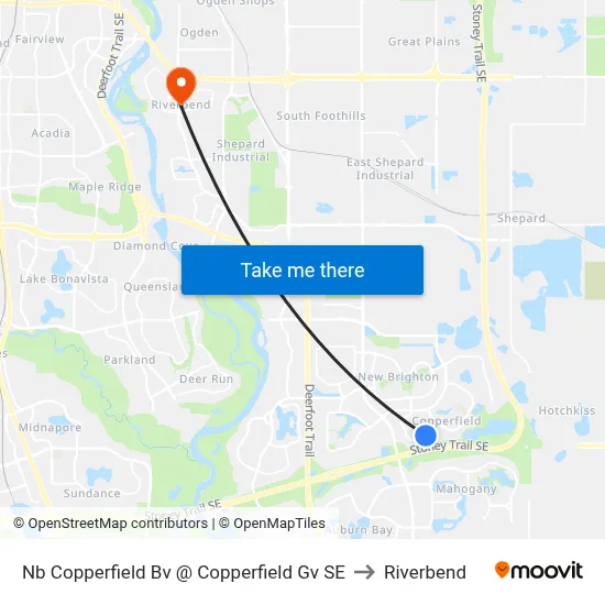 Nb Copperfield Bv @ Copperfield Gv SE to Riverbend map