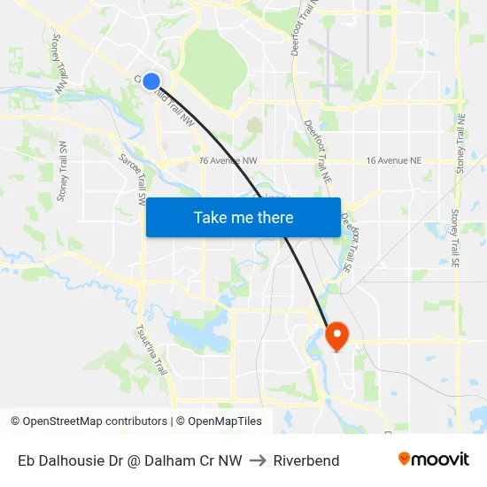 Eb Dalhousie Dr @ Dalham Cr NW to Riverbend map
