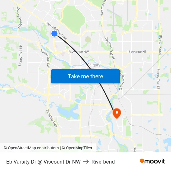 Eb Varsity Dr @ Viscount Dr NW to Riverbend map