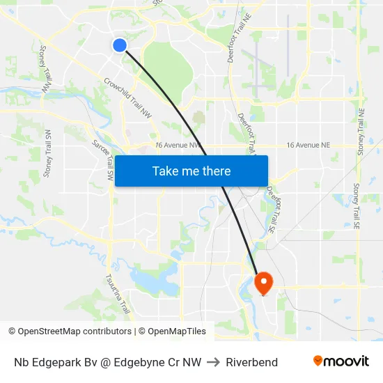 Nb Edgepark Bv @ Edgebyne Cr NW to Riverbend map