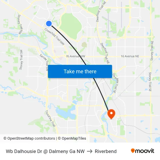 Wb Dalhousie Dr @ Dalmeny Ga NW to Riverbend map